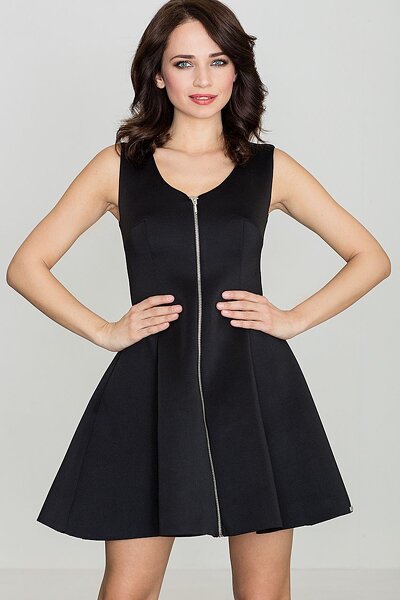 Czarna rozkloszowana sukienka na zamek