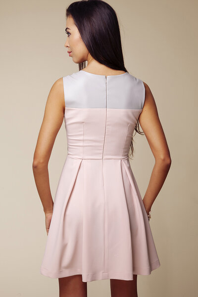 AMBIGANTE szaro różowa sukienka z siatką