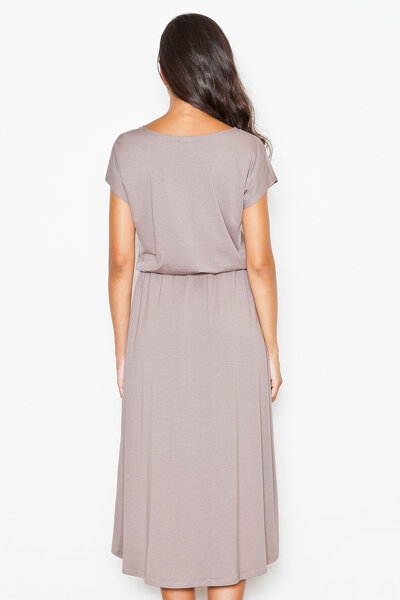 Asymetryczna sukienka wiązana w pasie w kolorze brązu