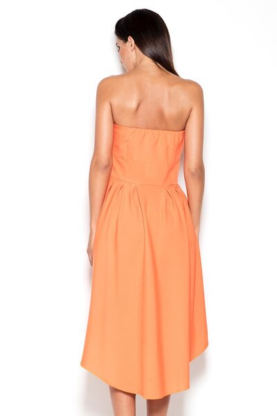 Pomarańczowa sukienka asymetryczna bez rękawów