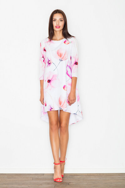 Asymetryczna sukienka w różowo-fioletowe kwiaty