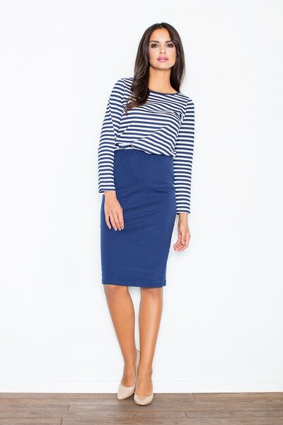 Granatowa sukienka w paski