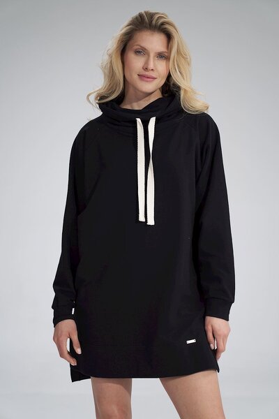 Bawełniana sportowa czarna sukienka z kominem