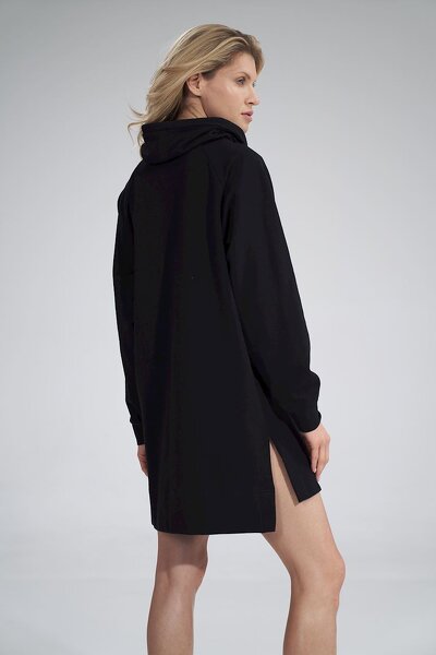 Bawełniana sportowa czarna sukienka z kominem