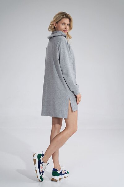 Bawełniana sportowa szara sukienka z kominem
