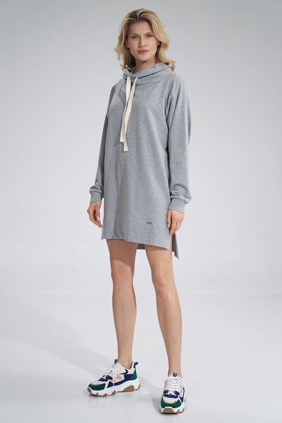 Bawełniana sportowa szara sukienka z kominem