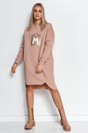 Bawełniana sukienka oversize w kolorze ciemnego beżu Bawełniana sukienka oversize w kolorze ciemnego beżu