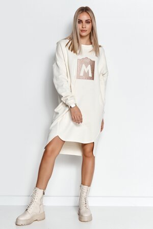 Bawełniana sukienka oversize w kolorze śmietankowym Bawełniana sukienka oversize w kolorze śmietankowym