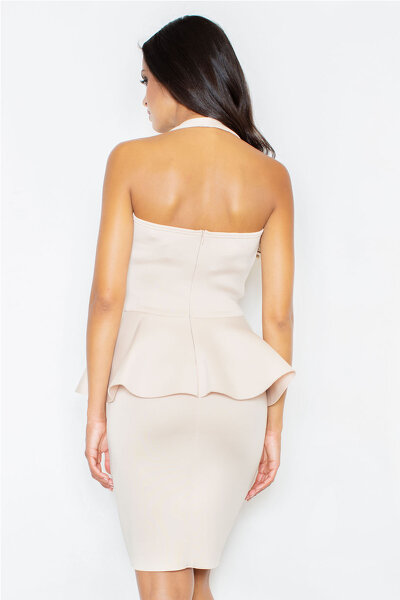 Sukienka baskinka w beżowym kolorze