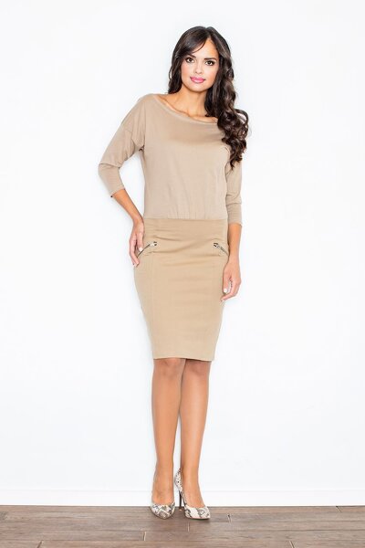 Beżowa sukienka midi