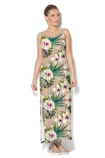 Beżowa sukienka na ramiączkach