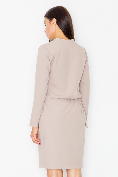 Sukienka ołówkowa wiązana w pasie w beżowym kolorze