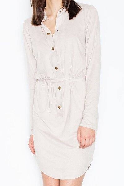 Sukienko tunika z paskiem w beżowym kolorze