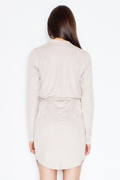 Sukienko tunika z paskiem w beżowym kolorze