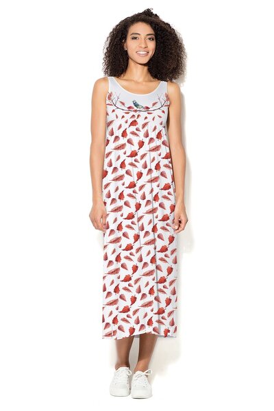 Biała sukienka w czerwone listki