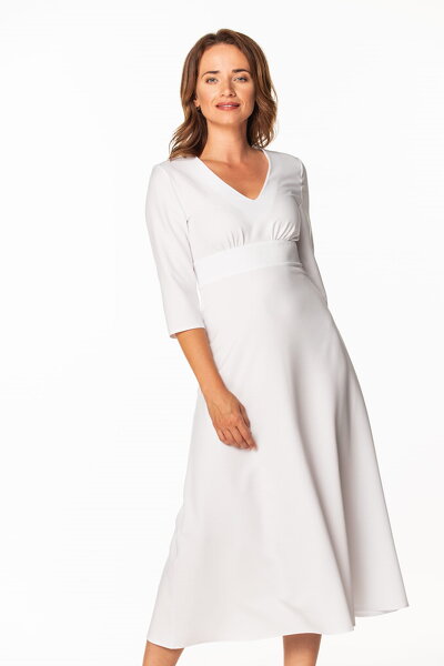 Biała sukienka maxi z dekoltem do szpica