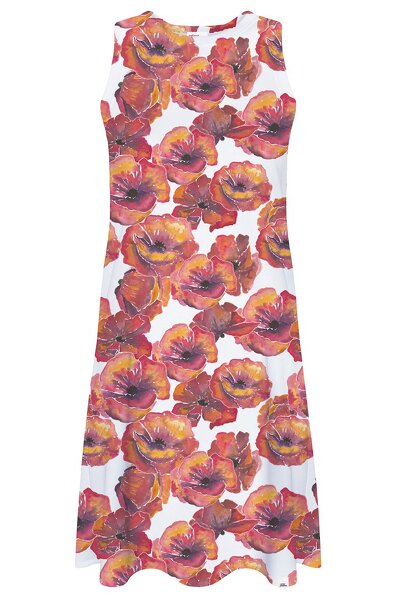 Biała sukienka w czerwone kwiaty