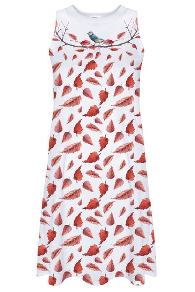 Biała sukienka w czerwone listki