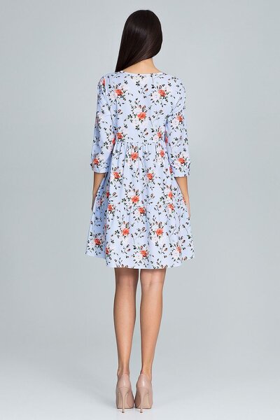 Sukienka trapezowa w drobne czerwone kwiaty