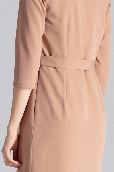 Sukienka z kopertowym dekoltem w brązowym kolorze