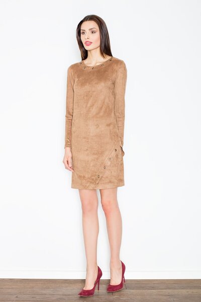 Zamszowa sukienka w brązowym kolorze