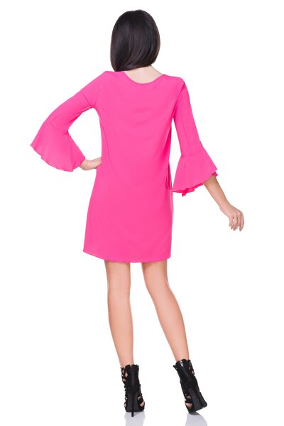 Ciemno różowa sukienka midi z półokrągłym dekoltem