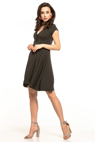 Ciemnoszara sukienka z dekoltem w literę V