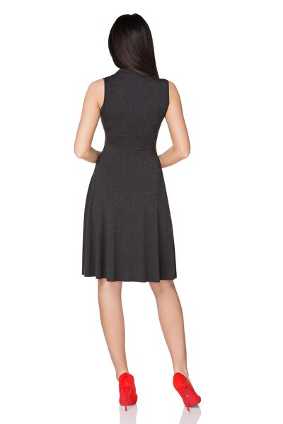 Ciemnoszara sukienka z wiskozy z ozdobną kokardą