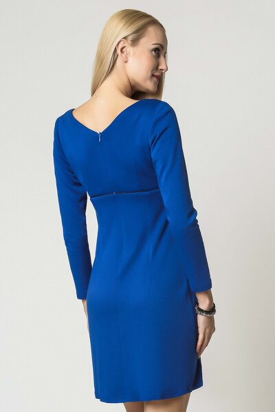 Chabrowa sukienka mini z kopertowym dekoltem