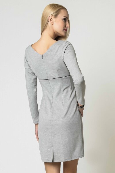 Szara sukienka mini z kopertowym dekoltem
