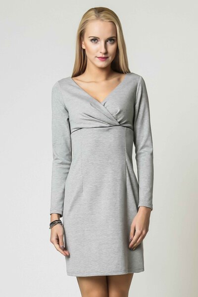 Szara sukienka mini z kopertowym dekoltem