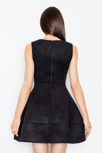 Zamszowa sukienka bombka w czarnym kolorze
