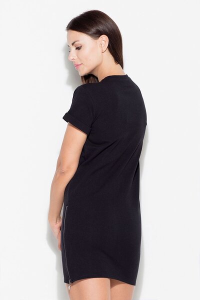 Czarna sukienka z ozdobnym suwakiem