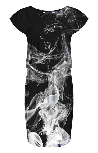 Czarna sukienka z białym nadrukiem