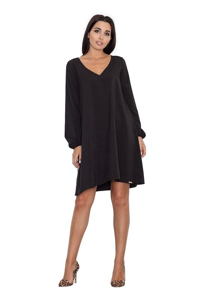 Luźna trapezowa sukienka w czarnym kolorze