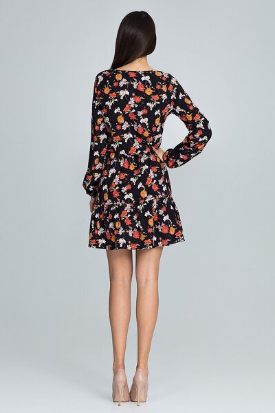 Sukienka mini z falbanką w drobne kwiaty