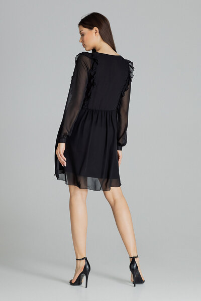 Czarna-szyfonowa-sukienka-z-marszczonym-pasem