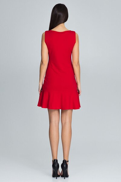 Sukienka z falbanką w czerwonym kolorze