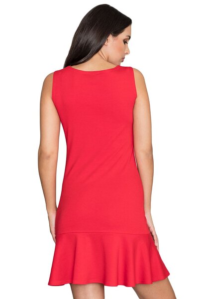 Sukienka z falbanką w czerwonym kolorze