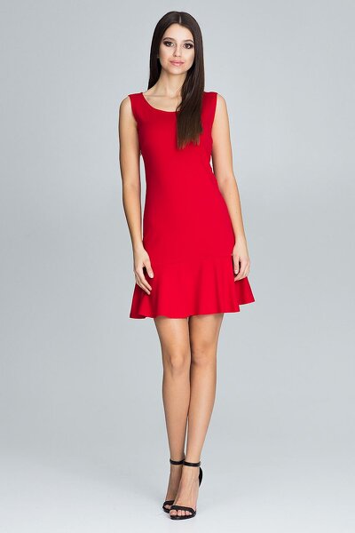 Sukienka z falbanką w czerwonym kolorze