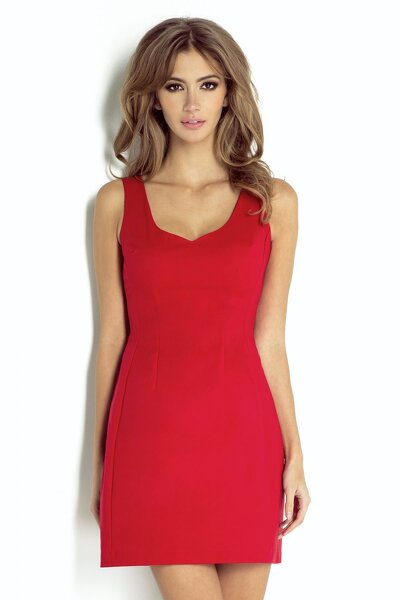 Czerwona sukienka mini na szerokich ramiączkach