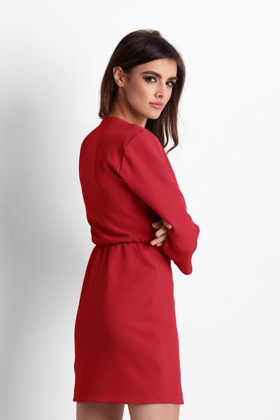 Czerwona sukienka mini z kopertowym dekoltem