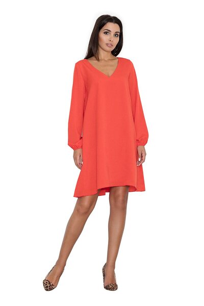 Luźna trapezowa sukienka w czerwonym kolorze