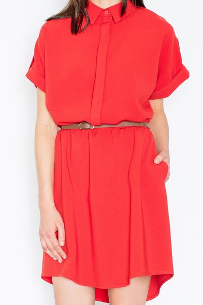 Sukienka mini z paskiem w czerwonym kolorze