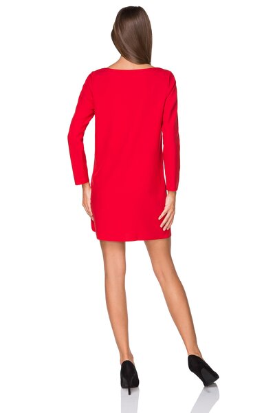 Czerwona wizytowa sukienka z długim rękawem