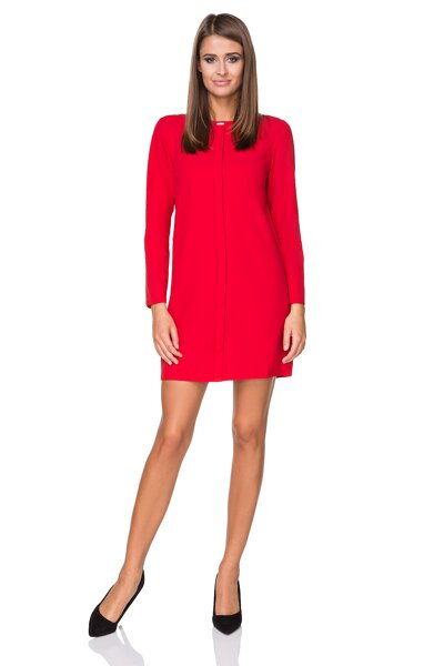 Czerwona wizytowa sukienka z długim rękawem