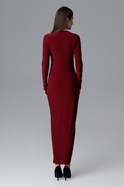 Długa sukienka asymetryczna w kolorze bordowym