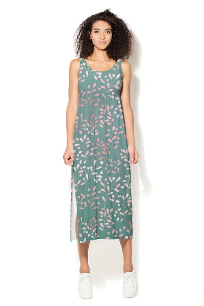 Sukienka ozdobiona czerwonymi listkami