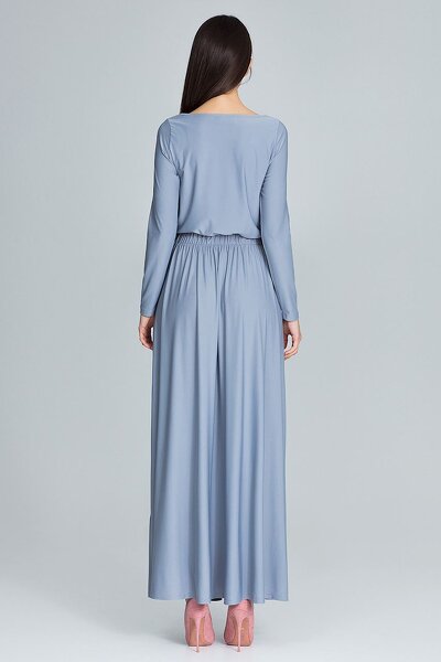 Długa sukienka z gumką w kolorze szarym