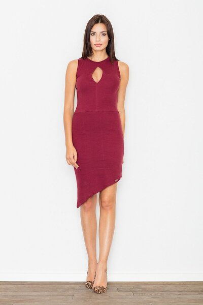 Bordowa asymetryczna sukienka